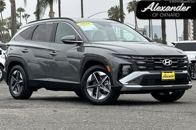 2026 Hyundai Tucson SEL Premium in Hampton Gray — front three-quarter view